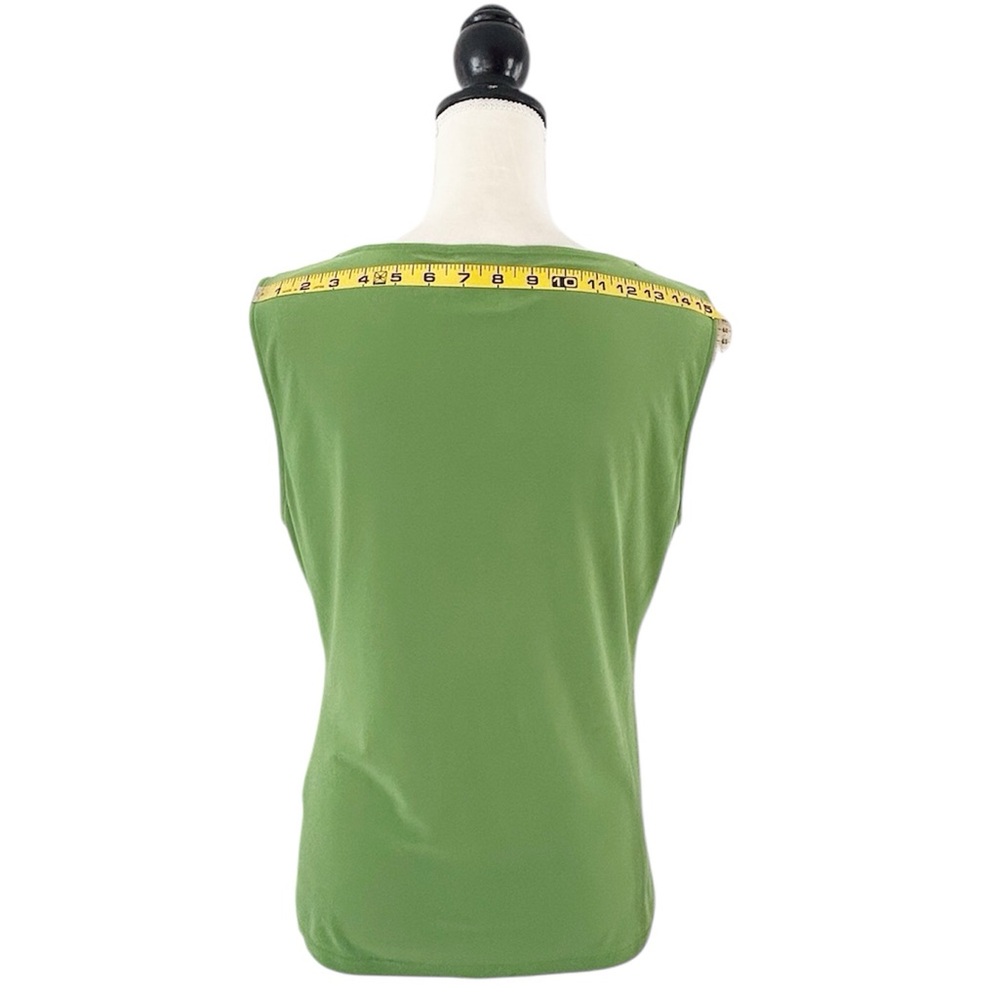 Tahari ASL Women’s Lime Chartreuse Green Sleeveless V-Neck Blouse Top Size L - Picture 4 of 10